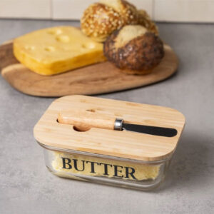 wooden butter dish with glass lid and knife 1 800x800